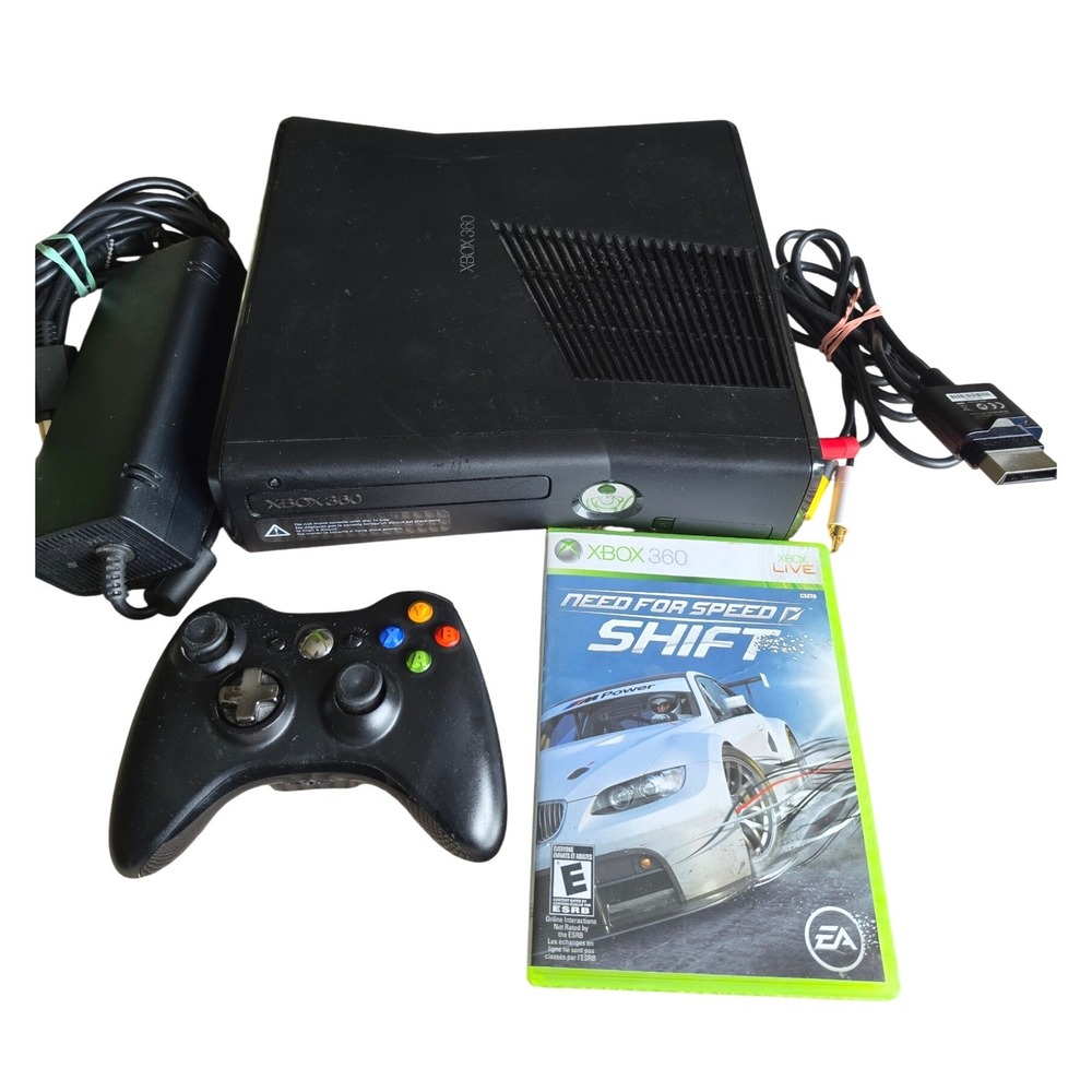 Microsoft Xbox 360 S‎ 250GB Matte Black Console Bundle Model 1439 NFS Shift Game